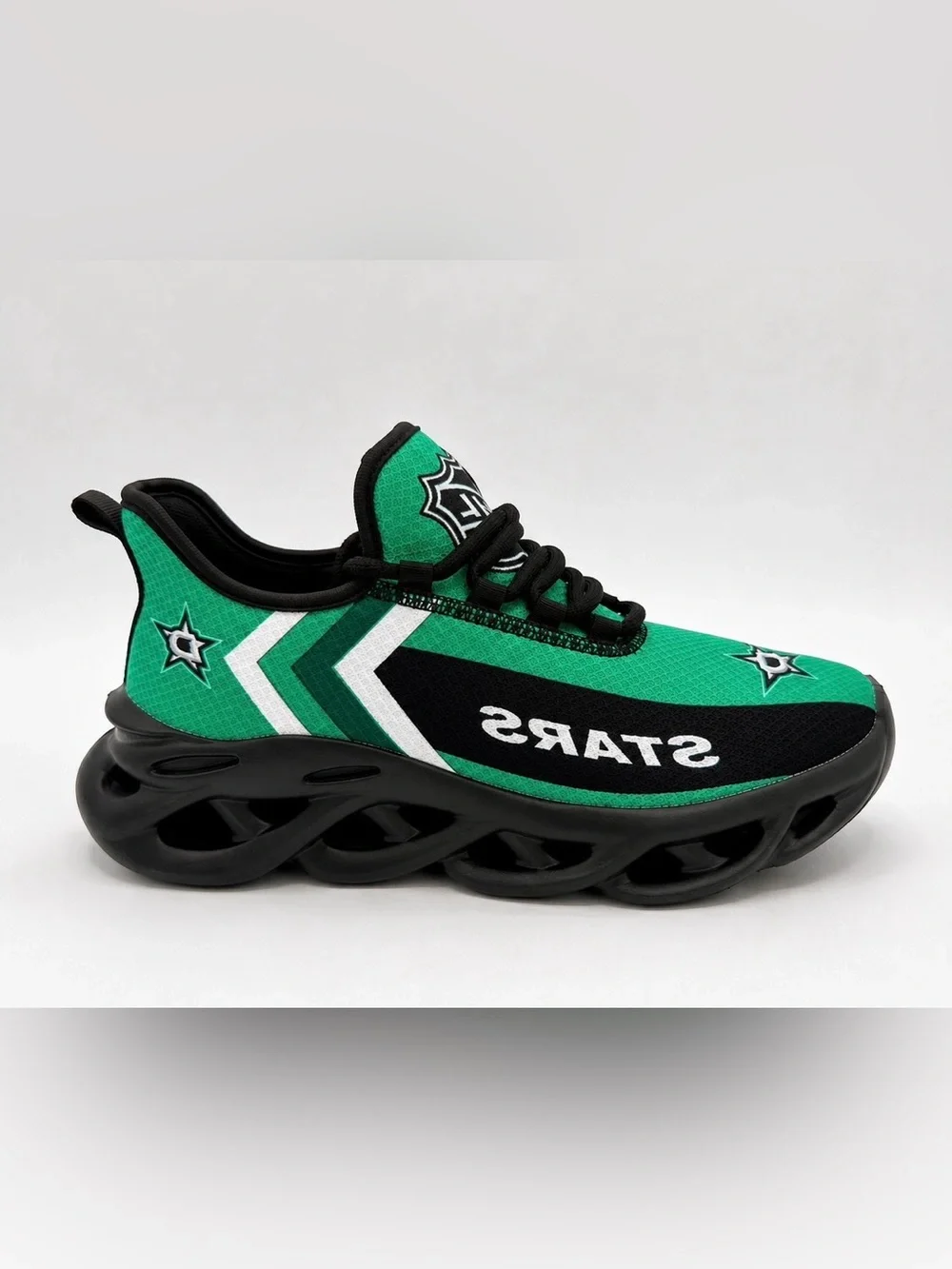Dallas Stars Fan Athletic Sneakers Green Black Men's US 6.5 Slip On Size 39